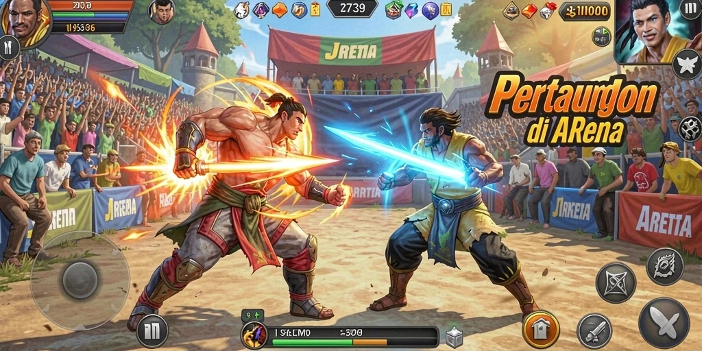 Screenshot utama 2739 menampilkan aksi pertarungan yang intens dan dinamis.