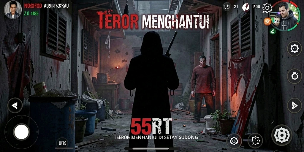Gameplay menyeramkan di dalam dunia 55RT yang angker.