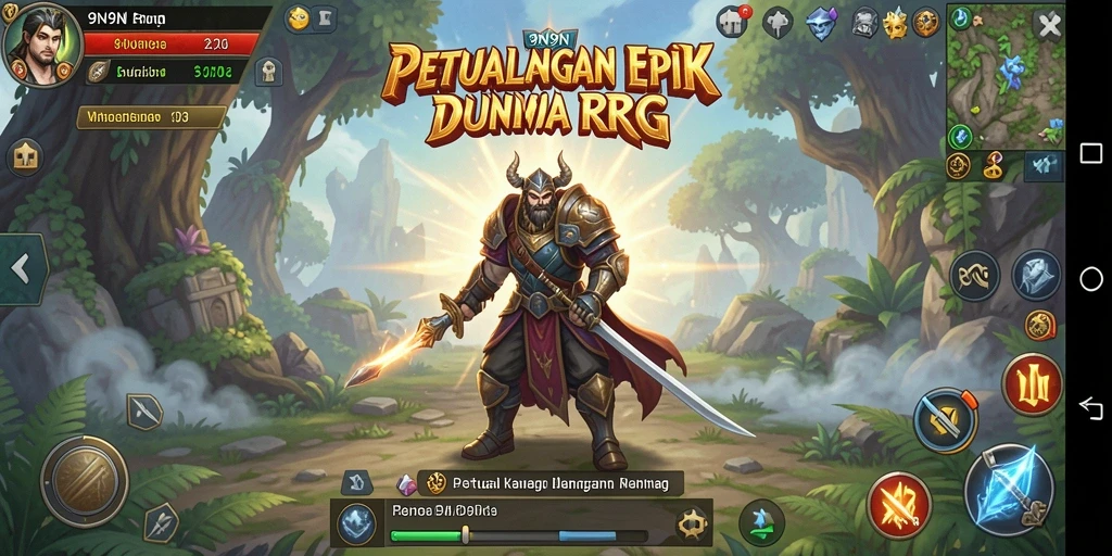 Tangkapan layar dari gameplay 9N9N yang menampilkan pertarungan epik RPG.