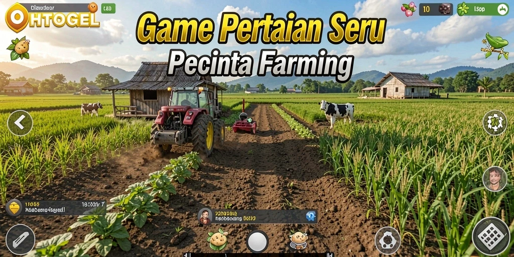 Tampilan gameplay seru di OHTOGEL dengan aktivitas pertanian.