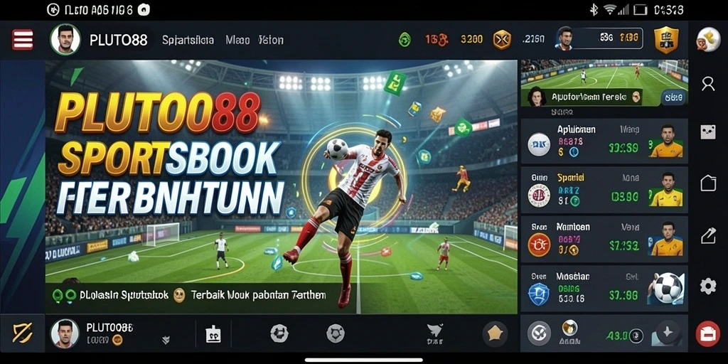Screenshot PLUTO88 menampilkan antarmuka taruhan olahraga yang menarik dan sederhana.