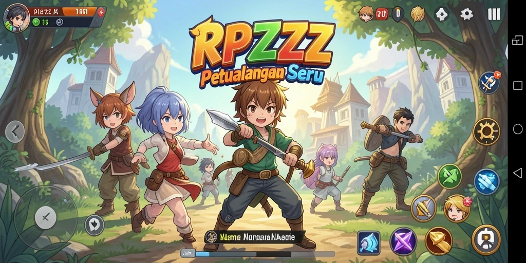 Tampilan gameplay RPZZZ yang menarik dengan karakter Anime yang menonjol.