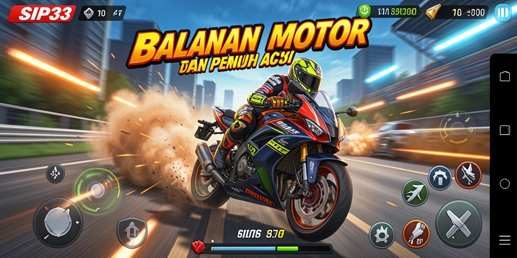 Tampilan seru dari gameplay balapan motor di SIP33.